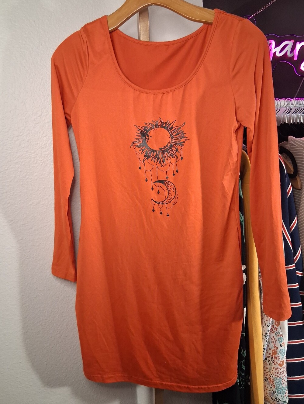 Red Sun Moon Dress Small